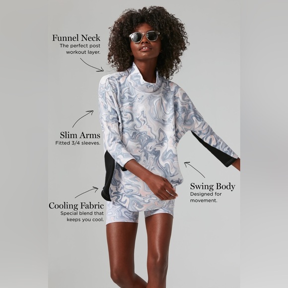 Tuckernuck Sport Hazy Marble  Ally Swing Sweatshirt Boxy XS/S Pink Oversized - Picture 7 of 12